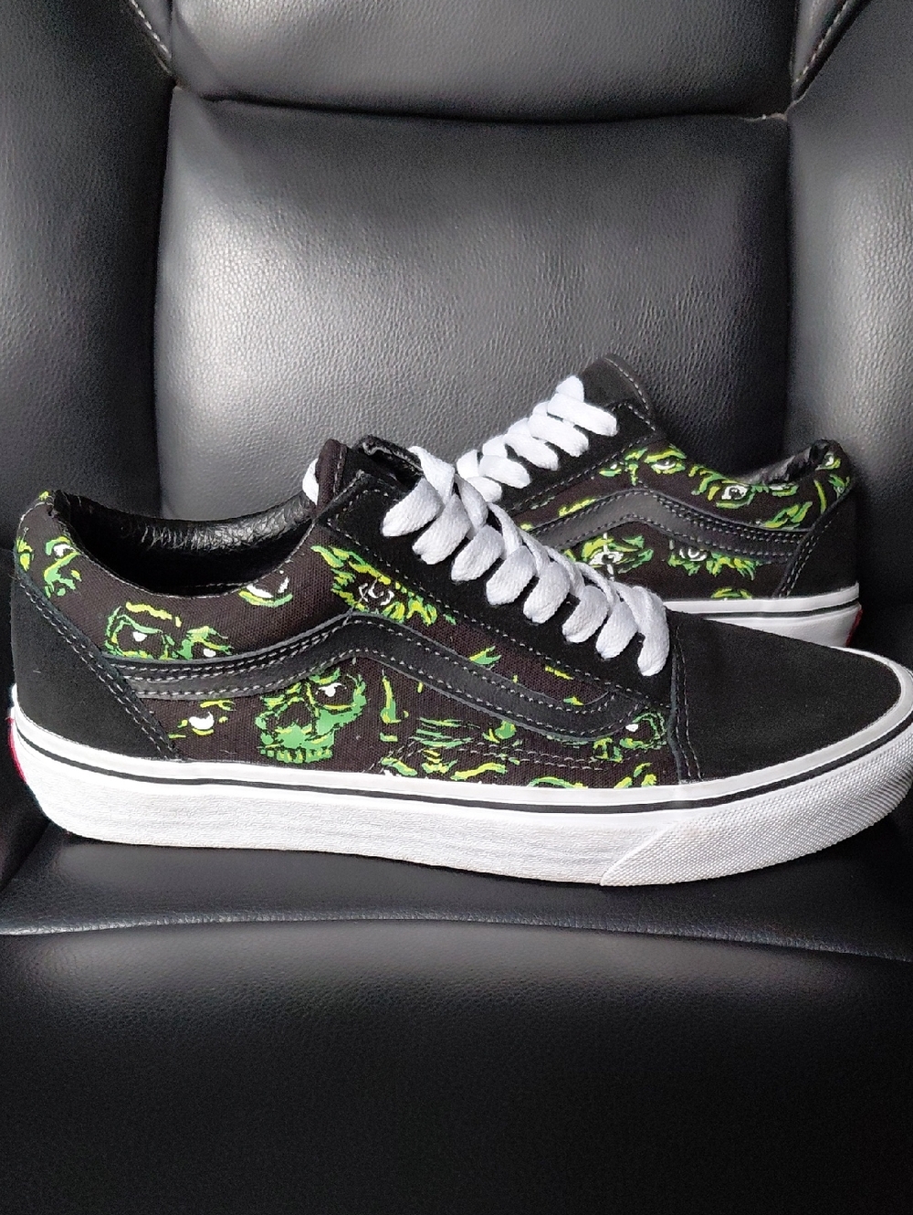 Vans Old Skool Eyes In The Dark Black Green Glow In The Dark W 8 M 6.5